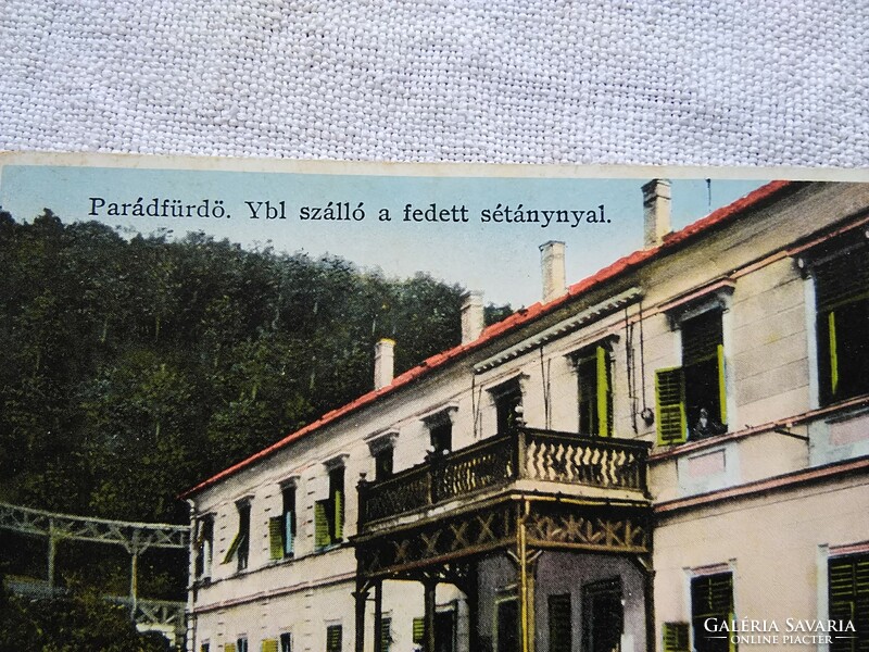 Antique Hungarian colored photo sheet/postcard parade bath ybl hostel circa 1910-20