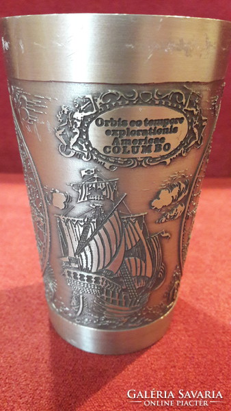 Large tin glass with historical and cartographic motifs