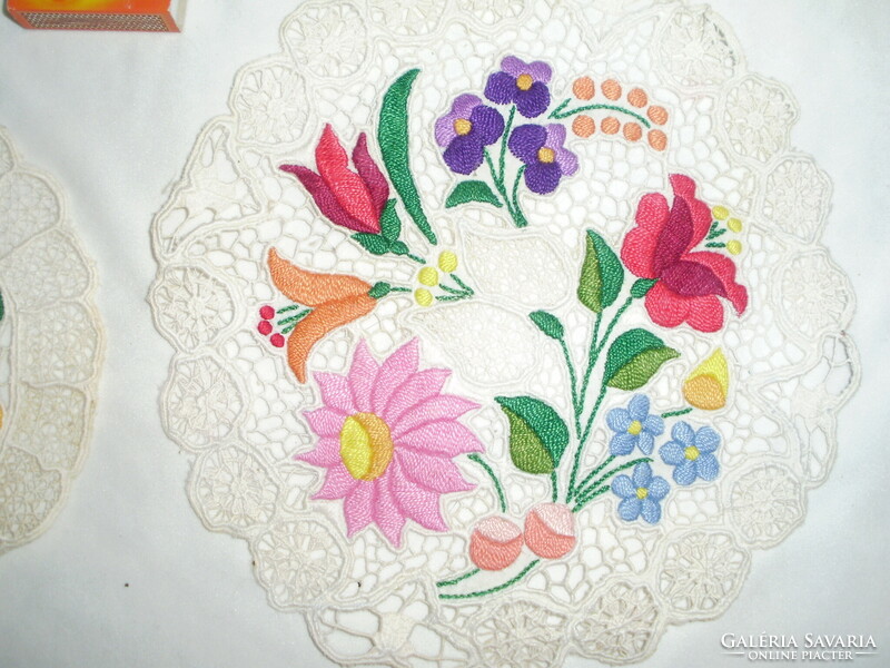 Two embroidered Kalocsa tablecloths - together