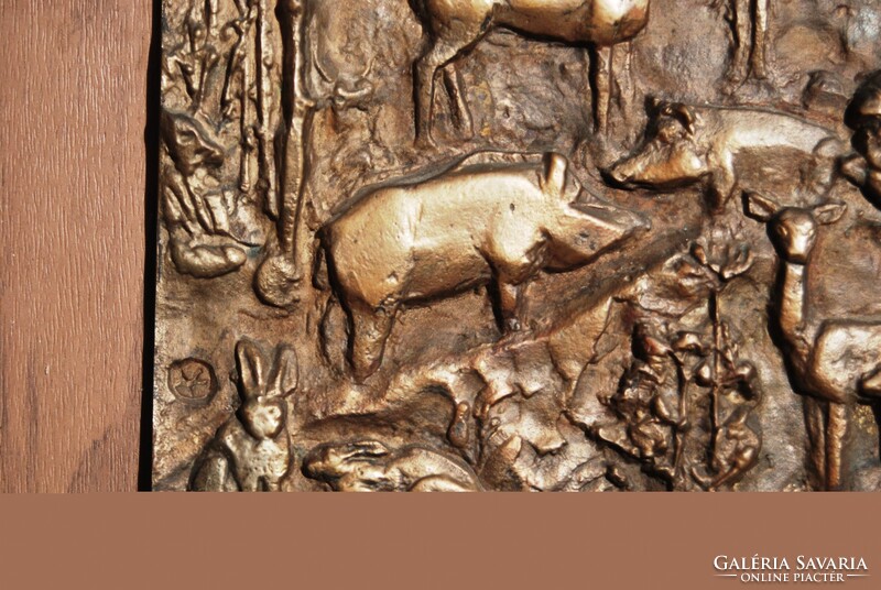 Zoltán Szentirmai (1941-2014): forest animals at the hunt - bronze wall decoration, gallery