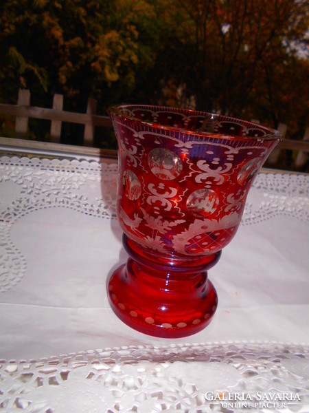 Biedermeier csiszolt üveg  váza