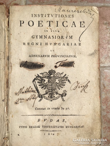 Institutiones poeticae  in vsvm Gymnasiorum Regni Hungariae .... Budae 1807