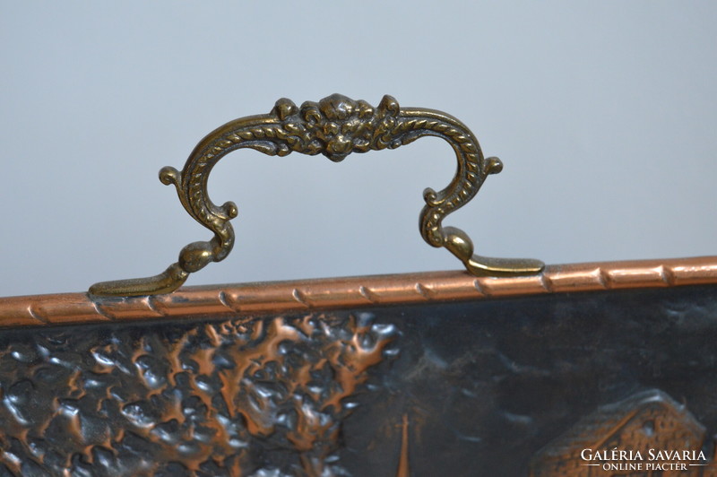 Decorative French copper fireplace spark arrestor, firebox arrestor from the early 1900s