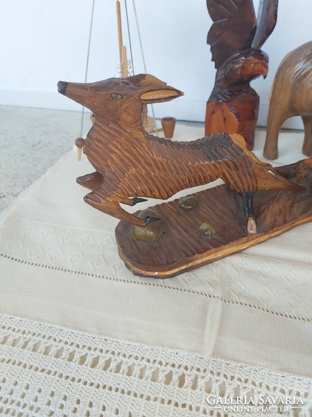 Fából Gyönyörű fából készült madarak  őz ember sas Gyűjtői darab  Faragott szépség