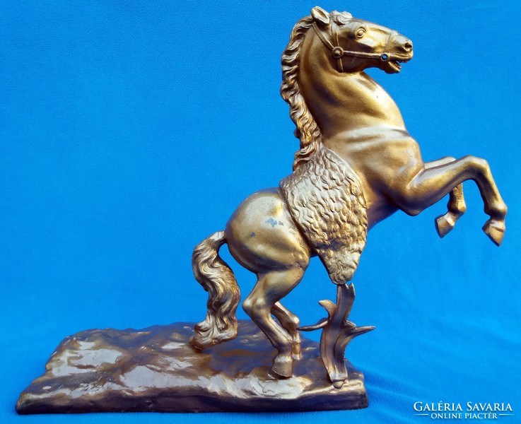 Antique pewter horse statue