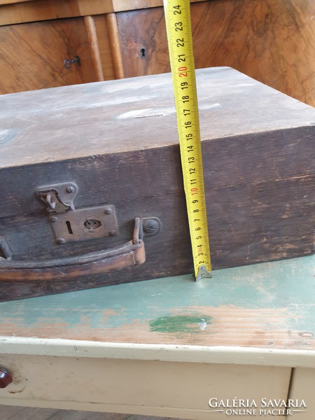 Old vintage 50 cm wooden suitcase bag suitcase box