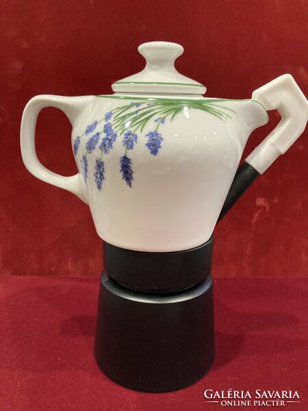 Hollóháza porcelain coffee maker with lavender pattern