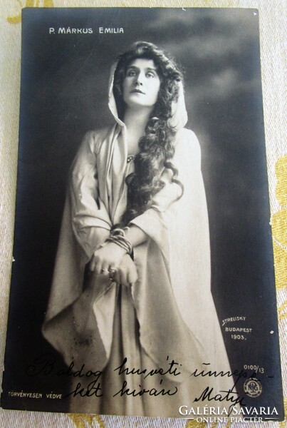 1905 MÁRKUS EMILIA SZÍNMŰVÉSZ FOTÓLAP FOTÓ FÉNYKÉP NEMZETI SZINHÁZ