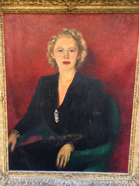Kaszab Judit ( Judy Cassab ) Elegáns, úri hölgy portréja