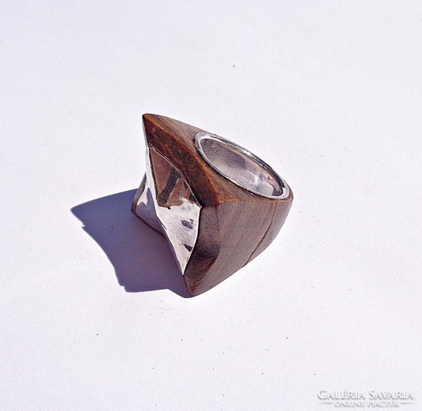 Fa és sterling ezüst gyűrű