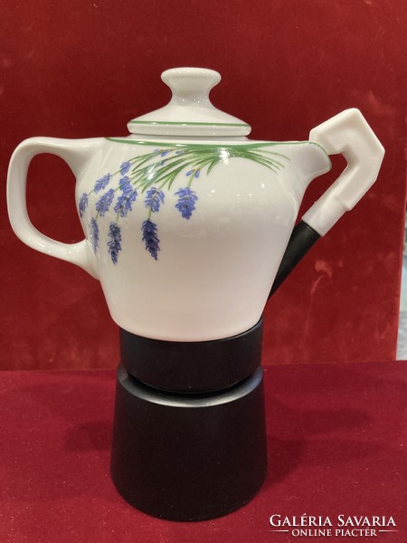 Hollóháza porcelain coffee maker with lavender pattern