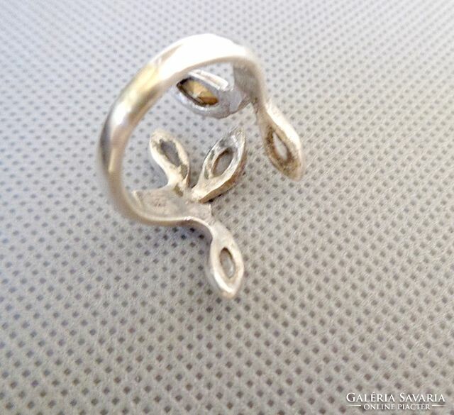 Silver flower ring open 7.75