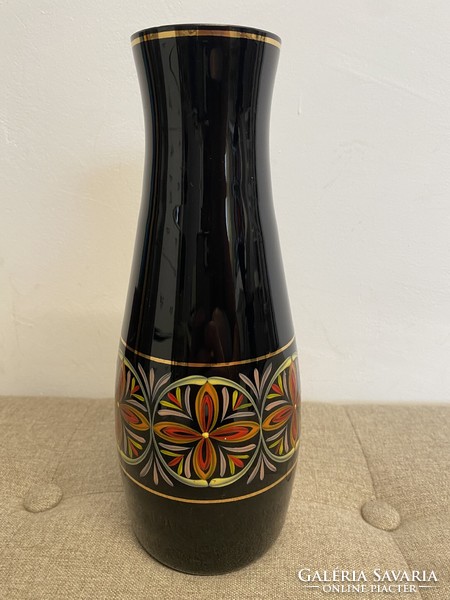 Black painted - gilded glass vase a21