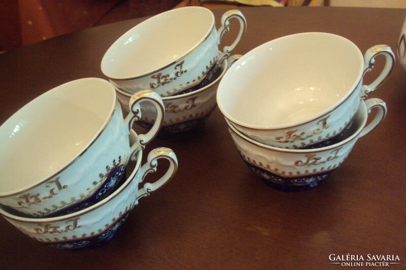 41-piece zsolnay, pompadour ii. Type, unique monogrammed dinnerware and tea set.