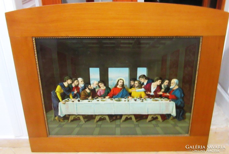 Antique holy image, last supper, print, 93 x 78 cm, 72 x 53 cm