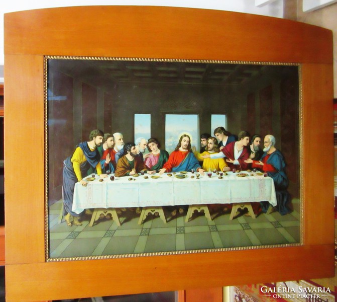 Antique holy image, last supper, print, 93 x 78 cm, 72 x 53 cm