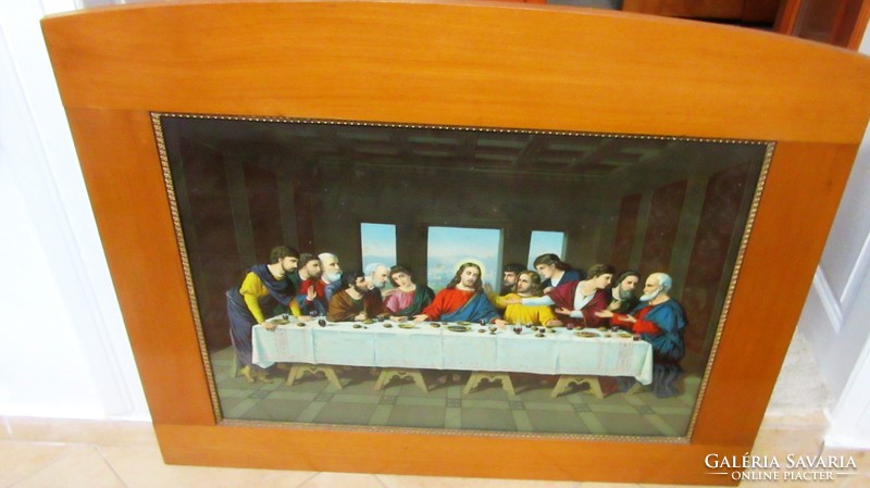 Antique holy image, last supper, print, 93 x 78 cm, 72 x 53 cm