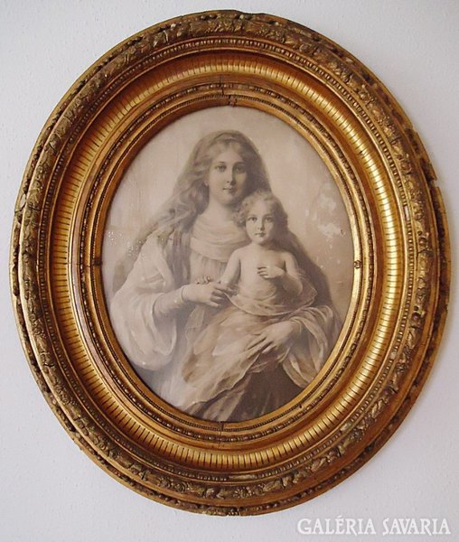 Antique huge baroque frame with period print is incredibly beautiful!