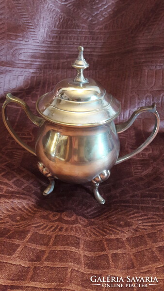 Old silver-plated teapot with accessories (m2839)
