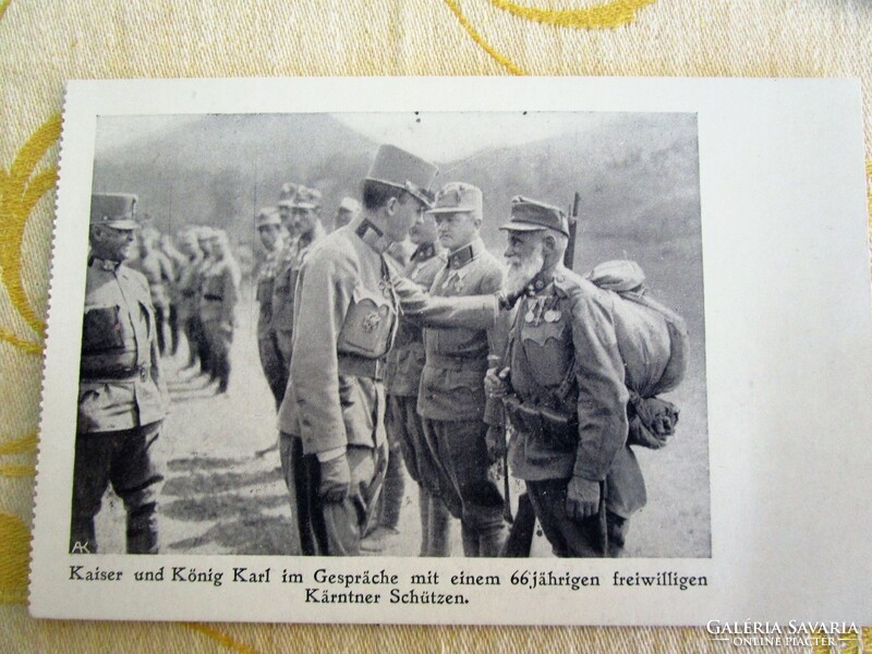1916 MAGYAR KIRÁLY IV. KÁROLY KORABELI FOTÓLAP I. VILÁGHÁBORÚ FRONT SZEMLE KATONA