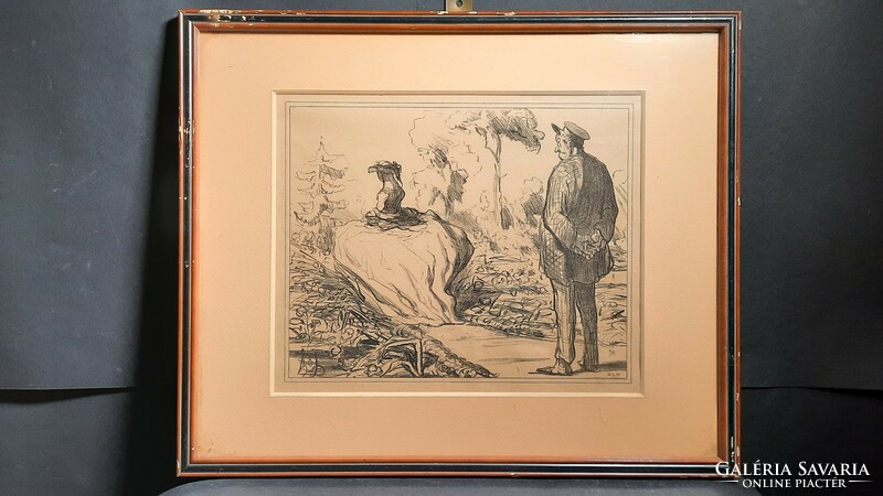 Honoré daumier lithograph rarity! XIX. Century work - 22x27 cm - French