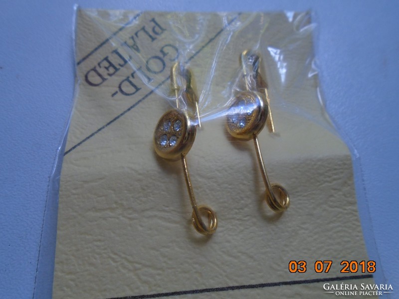 Brand new gilded stone brooch pin with label, pin 2 pcs