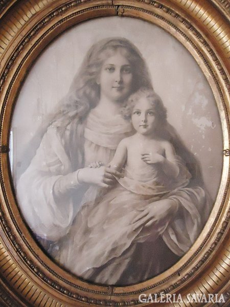 Antique huge baroque frame with period print is incredibly beautiful!