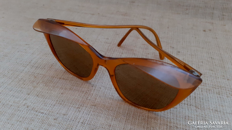 Retro rare amber colored women's sunglasses with glass mirrored lenses