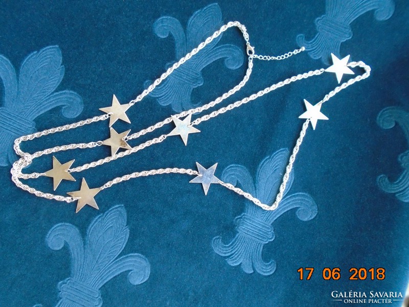 Silver-plated necklace with 8 silver-plated star pendants