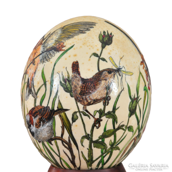 Hand painted ostrich egg with birds