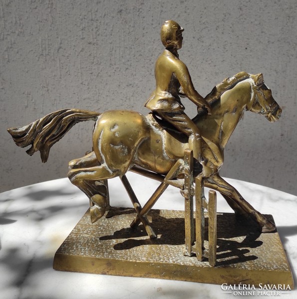 Beautiful equestrian statue jockey teasing, horse racing. Also video