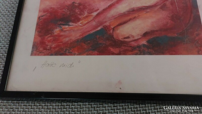 (K) "Hatte Mich" elvont festmény egy különös alakkal... szignózott 41x51 cm kerettel