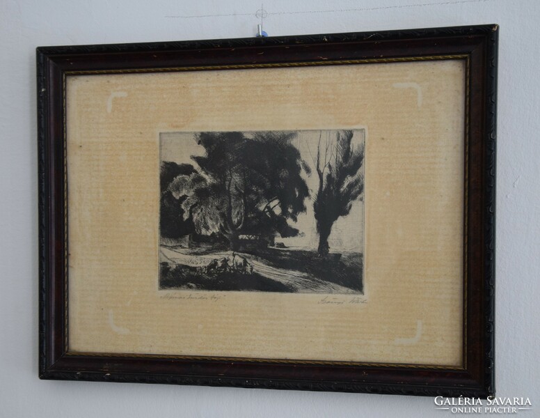 István Szőnyi framed etching Christmas sale