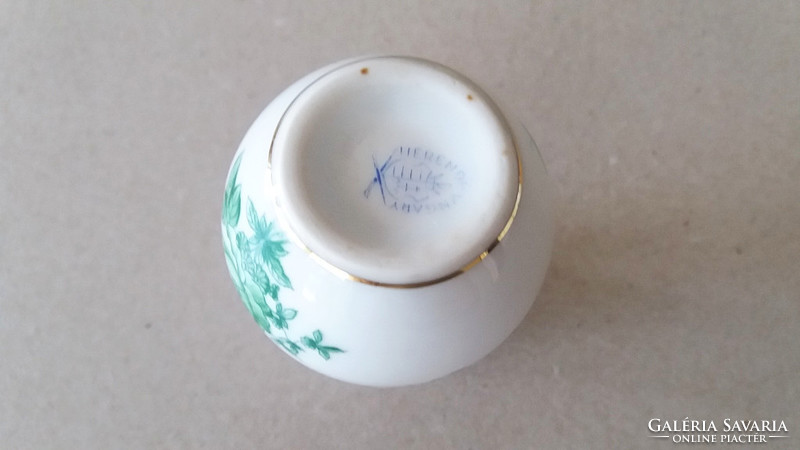 Old Herend porcelain mini vase with green flowers 6.5 Cm