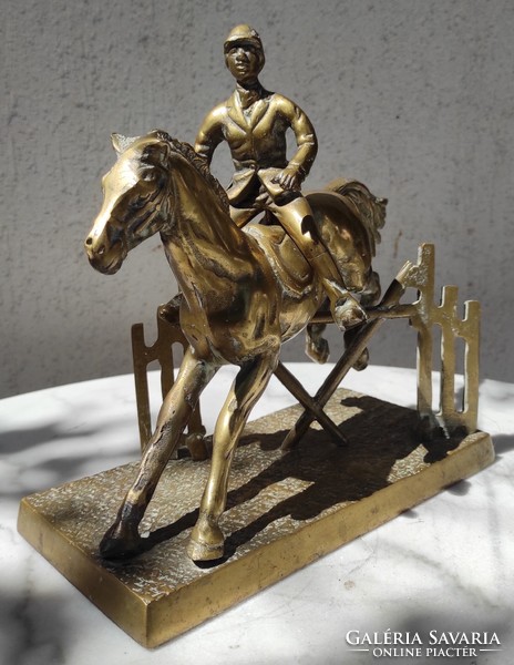 Beautiful equestrian statue jockey teasing, horse racing. Also video