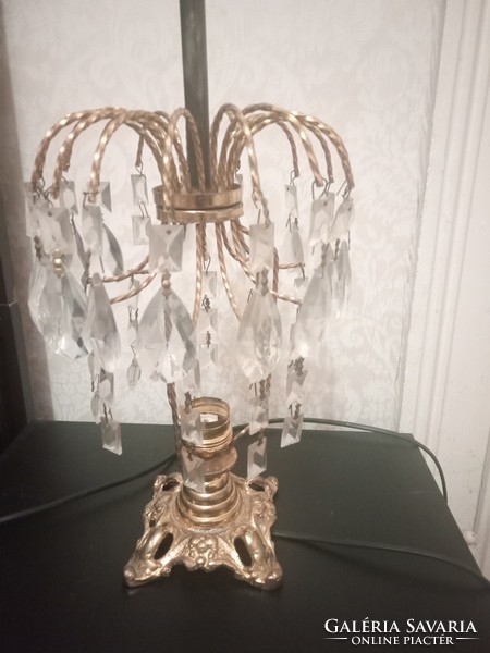 Gyönyörű antik kristály réz asztali lámpa