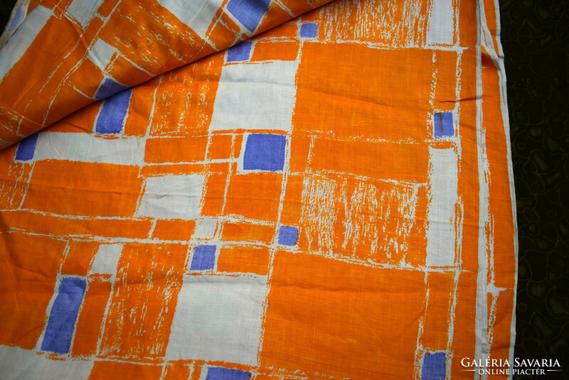 Retro vintage mid-century Polish abstract design unused linen material per meter 16.5 meters