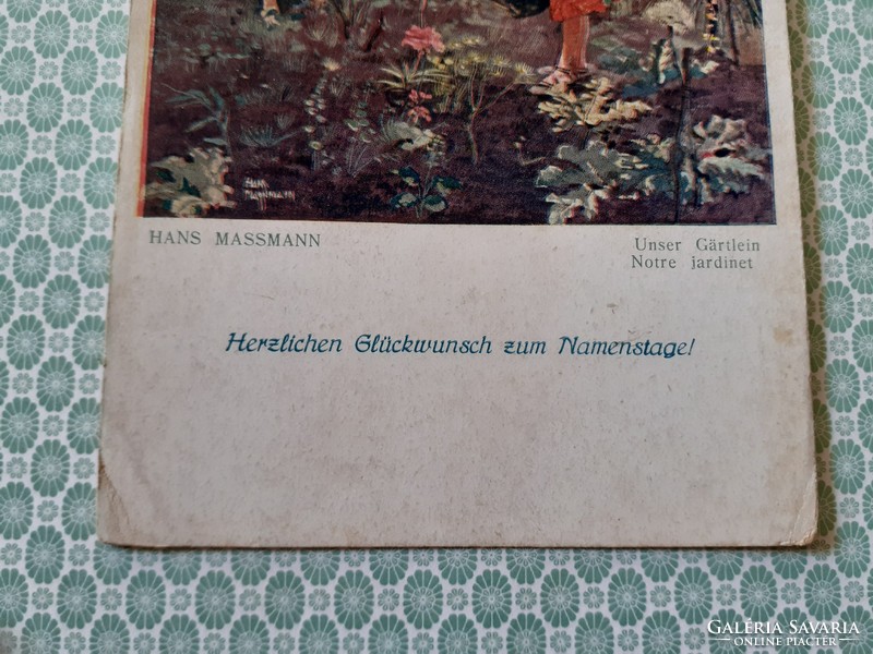Régi képeslap Hans Hassmann kis kertünk művészi levelezőlap