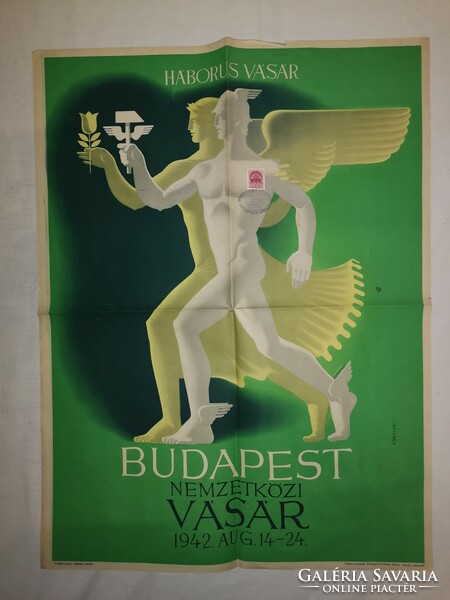 1942 György Konecsni (1908-1970): Budapest International Fair poster, marked, stamped, folded,