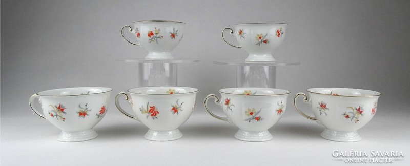 1J888 old marked Bavarian porcelain tea cups with floral pattern 6 pcs