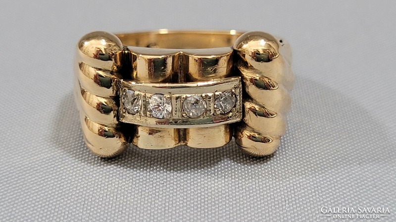Antik 14 K arany női gyűrű gyémántokkal 7,9 g