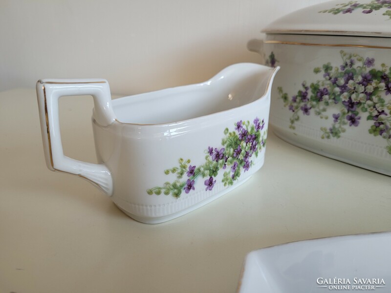 Old Karlsbad porcelain tableware violet lily of the valley pattern soup bowl with sauce spicy 5 pcs