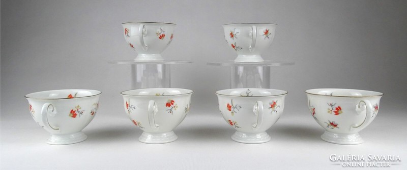 1J888 Régi virágmintás jelzett Bavaria porcelán teáscsésze 6 db