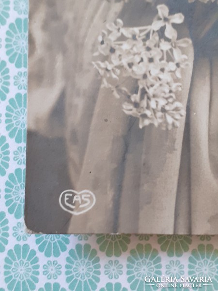 Régi női fotó képeslap vintage levelezőlap hölgy