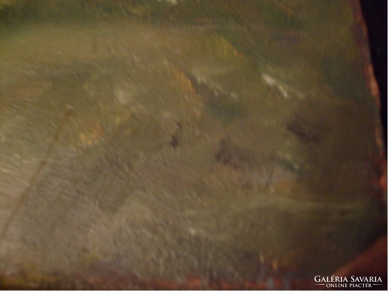 E 10  Jelzett Olaj festmény  élénk színű 40 x 30 cm  úton a fürdéshez leárazva