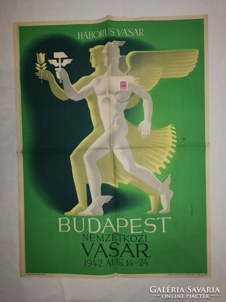 1942 György Konecsni (1908-1970): Budapest International Fair poster, marked, stamped, folded,