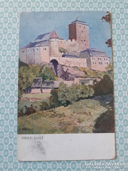 Old postcard from 1923 Macoun hrad kost art postcard