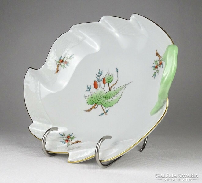 1J841 old Hecsedlis leaf-shaped Herend porcelain serving bowl