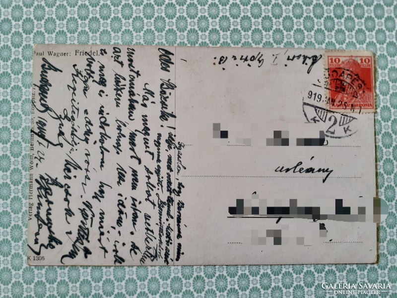 Régi képeslap 1919 Paul Wagner Friedel művészi levelezőlap