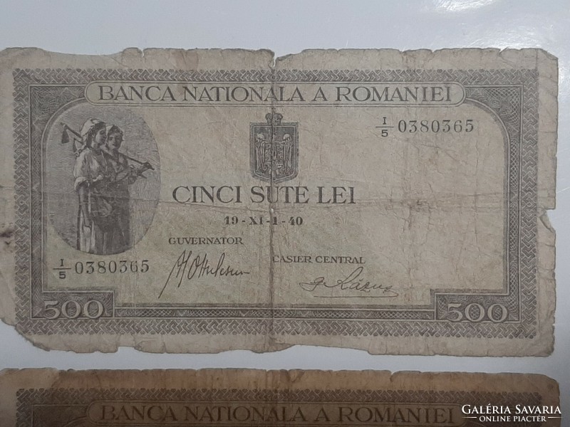 Románia, román  2 db 500 lei 1940 és 1941 -ből